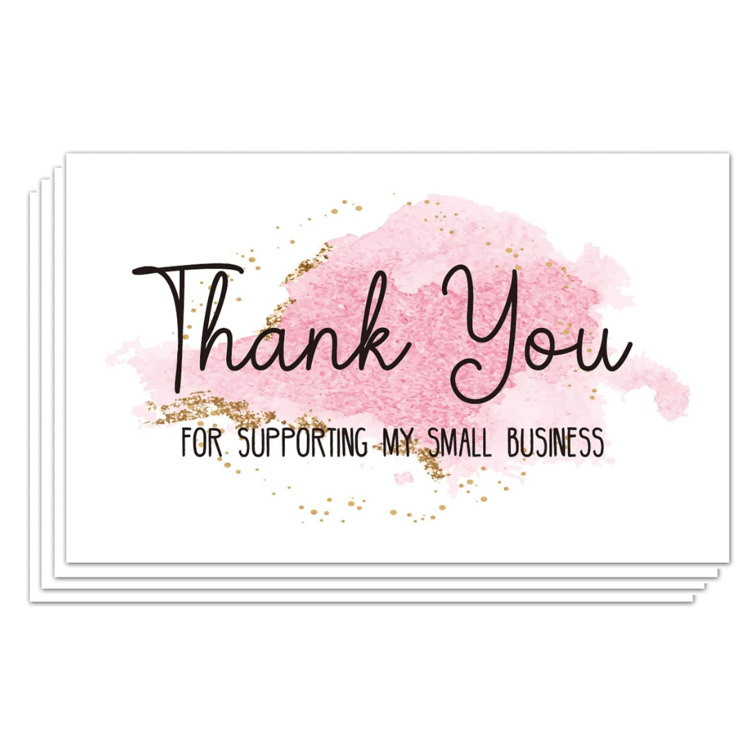 Thank You Cards With Gold & Pink Watermark – Babigee Variety Store