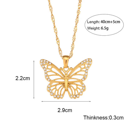 18K Gold Plated 3A Zircon Stone Luxury Crystal Butterfly Necklace