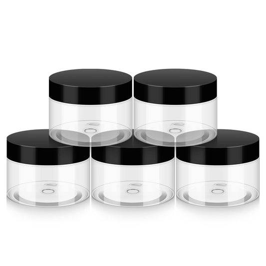 4oz Clear Plastic Jar with Black Lids