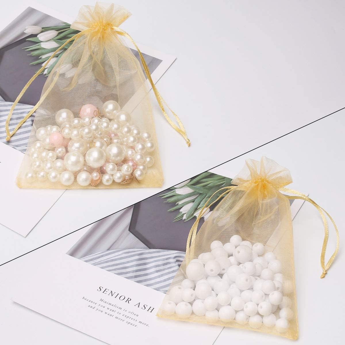 4x6 Golden Organza Bags