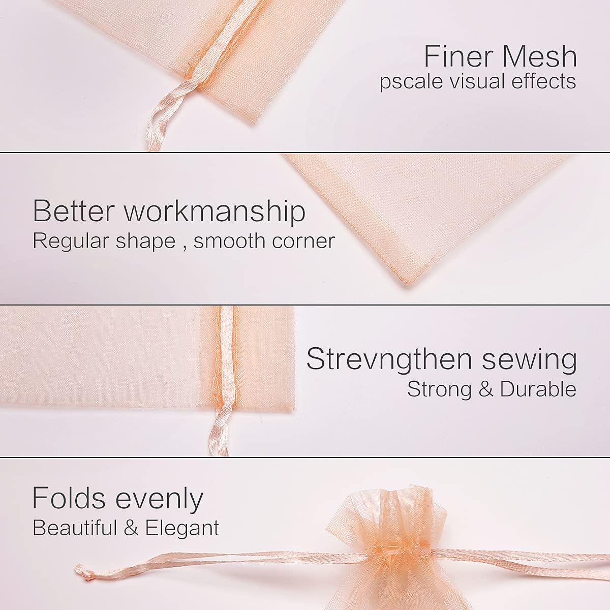 4x6 Champagne Organza Bags