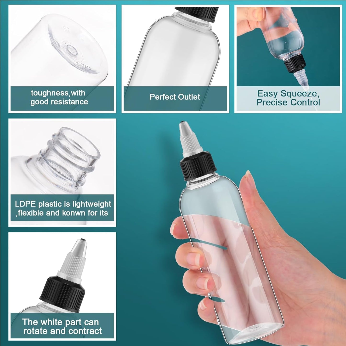 2oz Clear Squeeze Bottle with Twist Cap