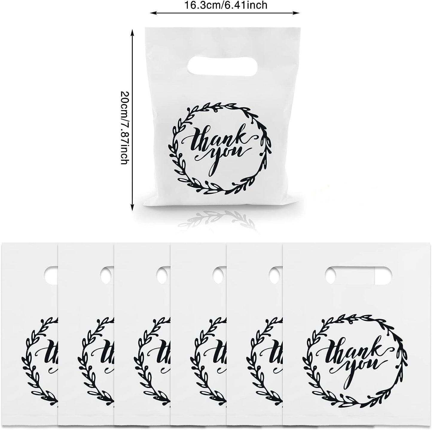 6x8 White Thank You Merchandise Bags