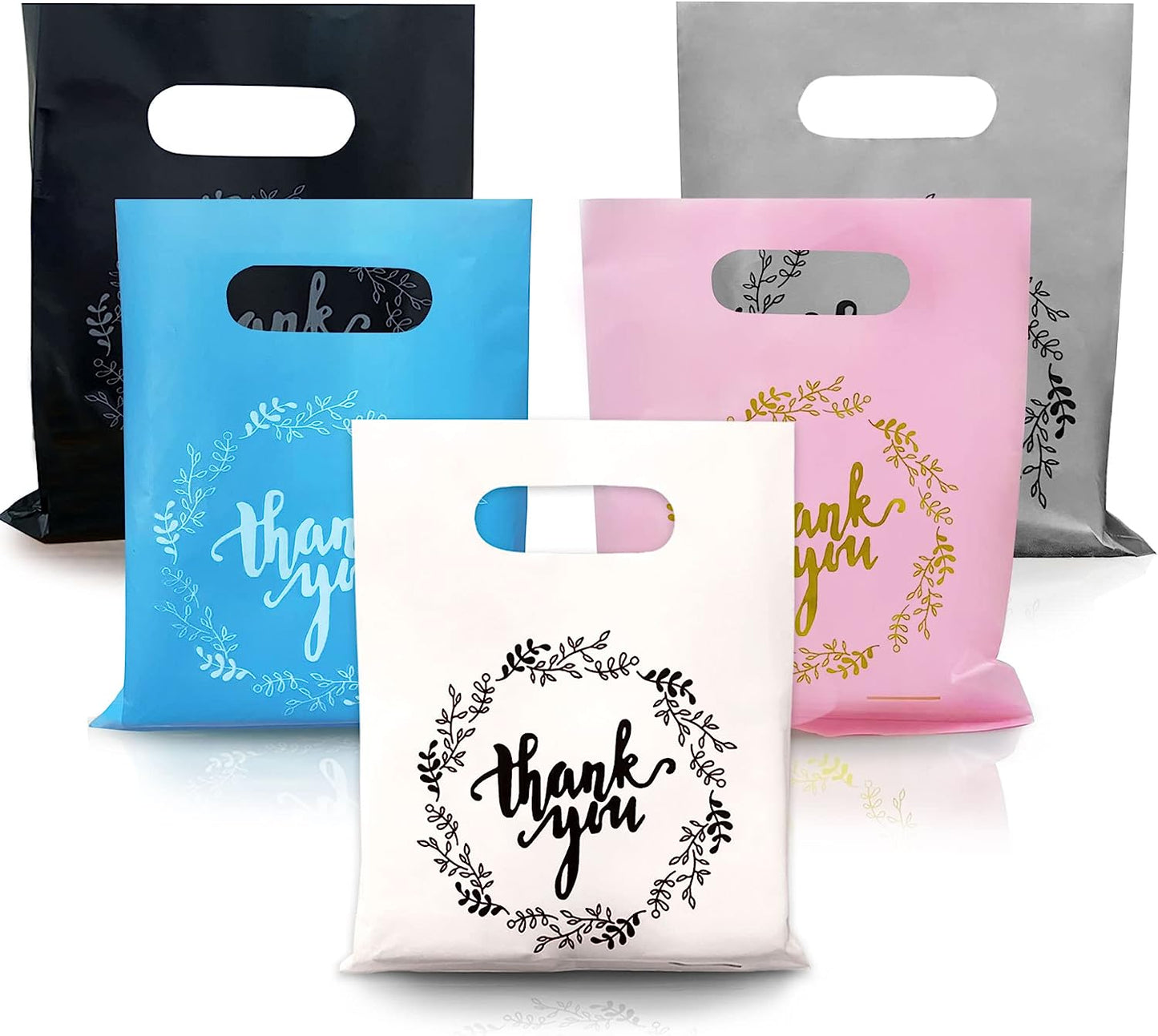 6x8 Multi-Color Thank You Merchandise Bags - 10pcs