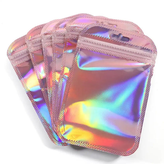 8.5x13cm Pink Holographic Pouches