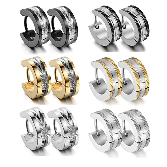 Unisex 4MM Inner-Streak Huggie Stainless Steel Earrings