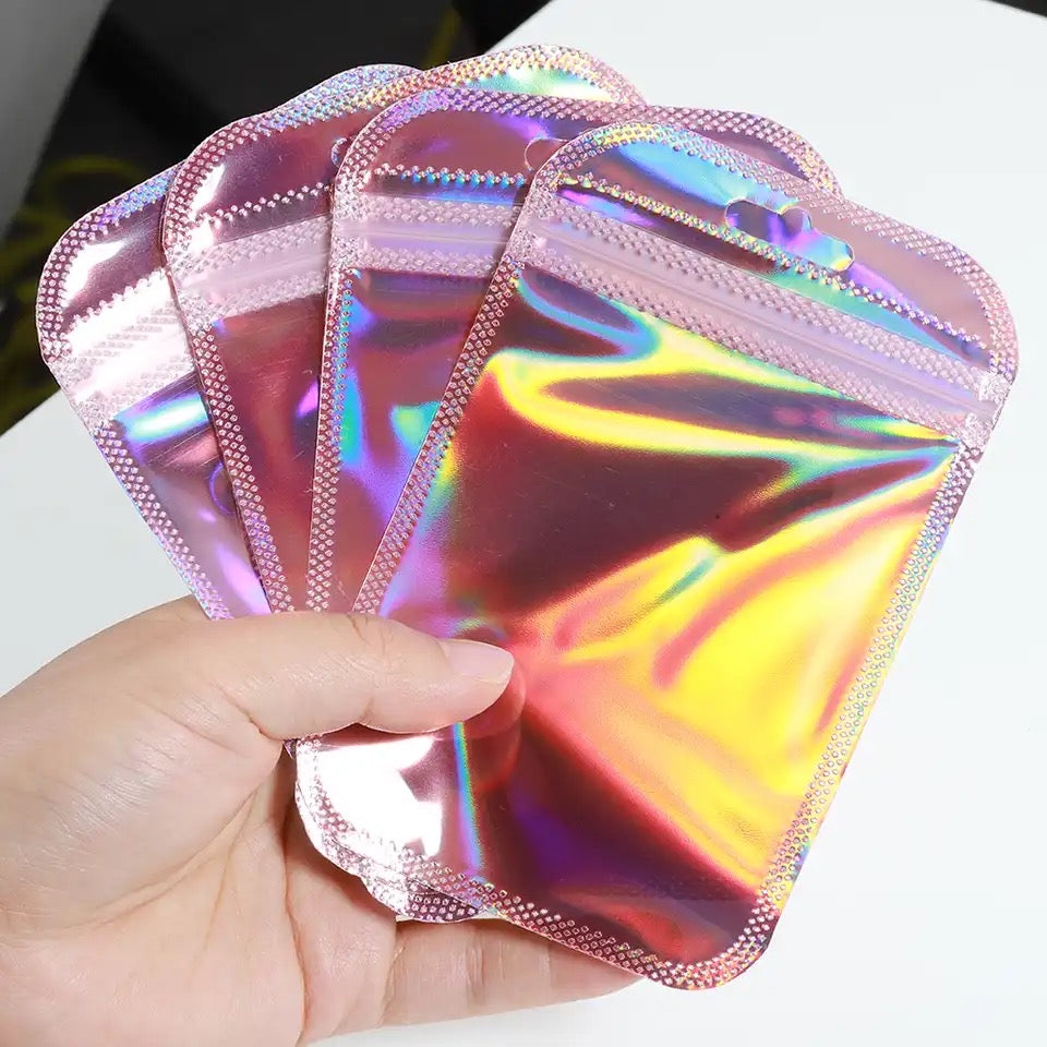 8.5x13cm Pink Holographic Pouches