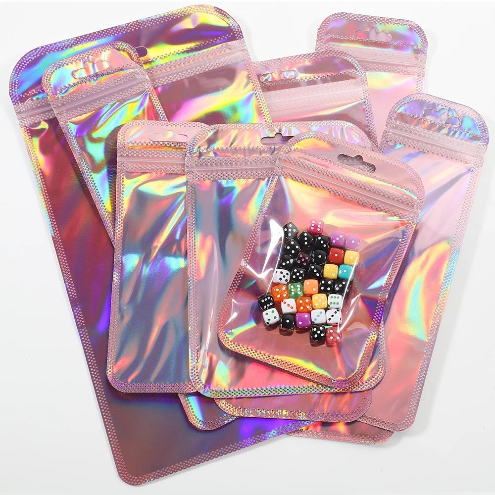 8.5x13cm Pink Holographic Pouches