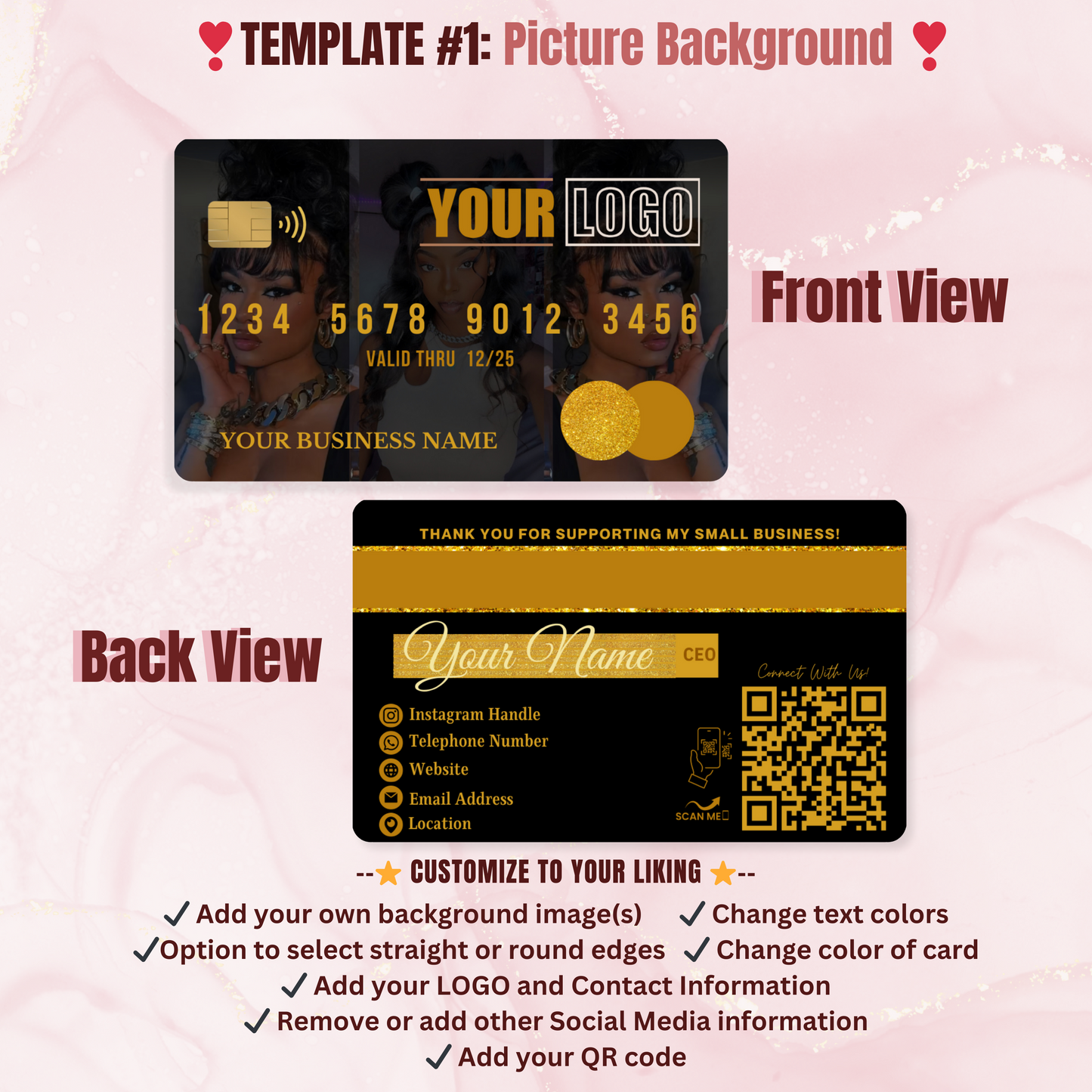 Customize Credit Card Style Double-Sided Business Cards