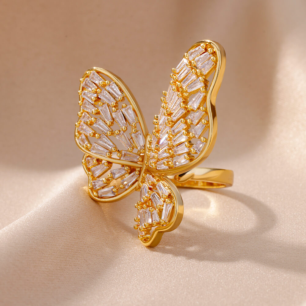 Butterfly Cubic Zirconia Adjustable Chic Ring