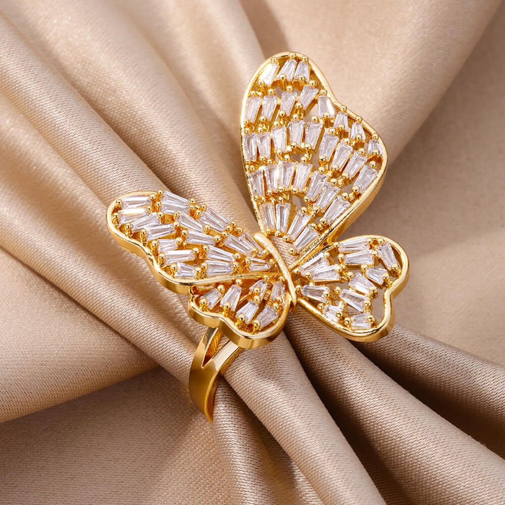 Butterfly Cubic Zirconia Adjustable Chic Ring