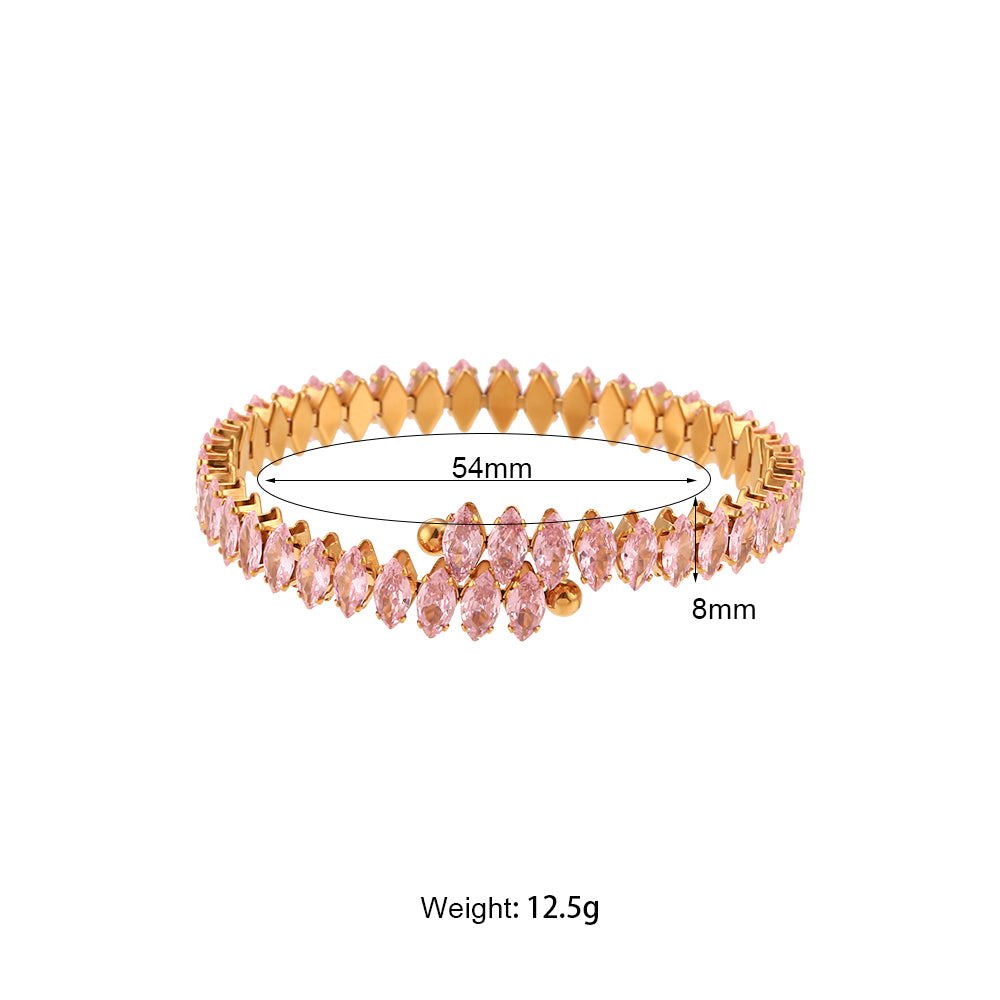 Crystal Zirconia Stainless Steel Bangle Bracelet