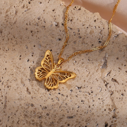 18K Gold Plated 3A Zircon Stone Luxury Crystal Butterfly Necklace