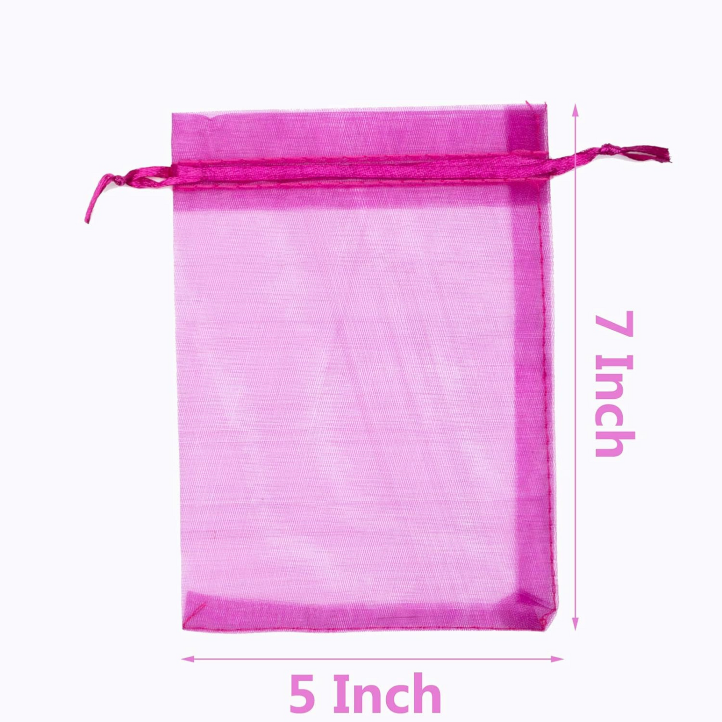 5x7 Hot Pink Organza Bags