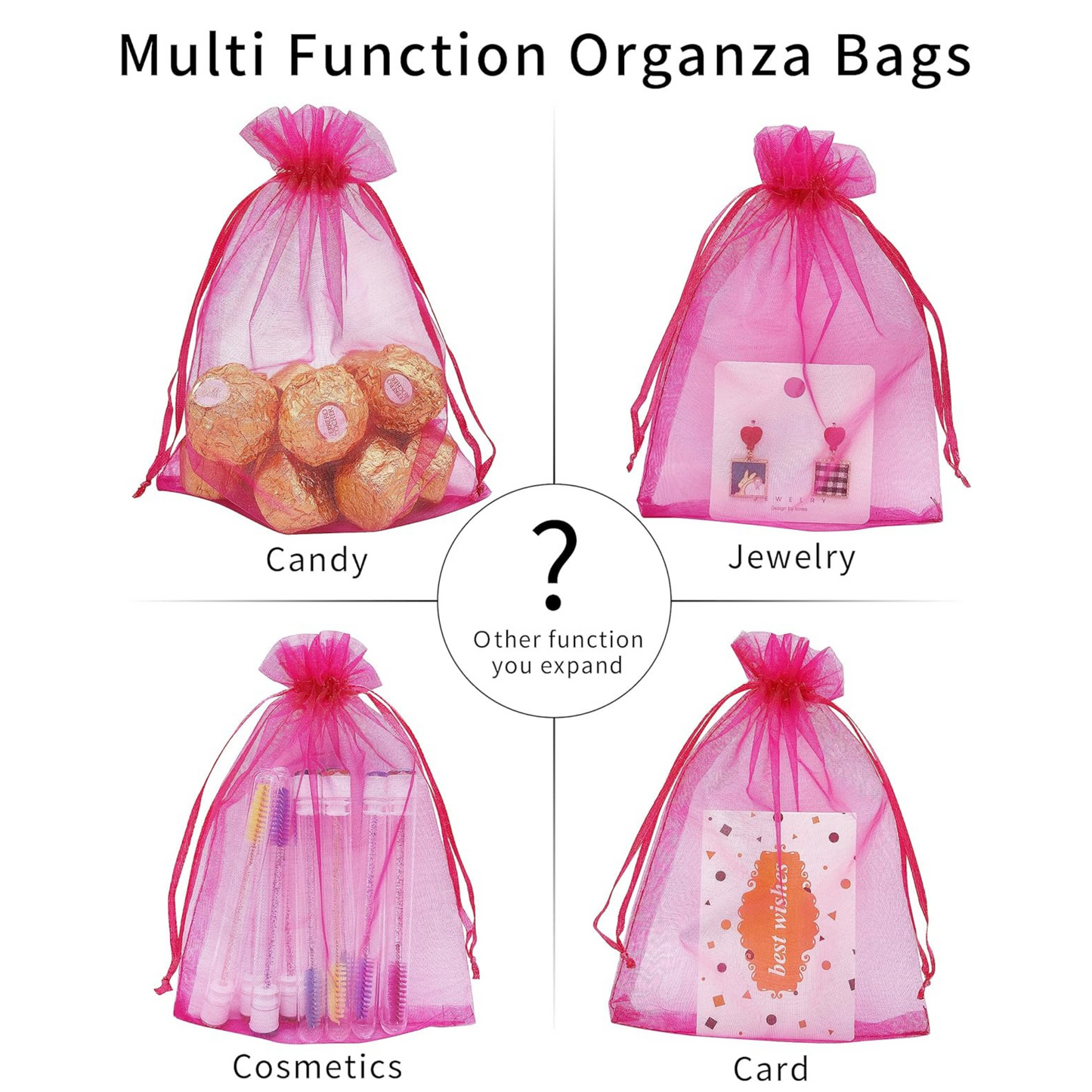 5x7 Hot Pink Organza Bags