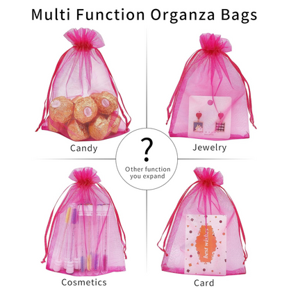 5x7 Hot Pink Organza Bags