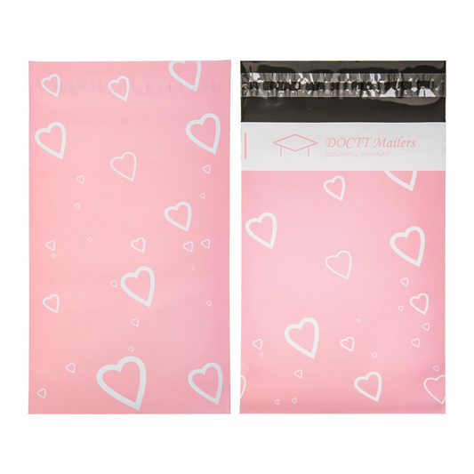 6x9 Pink Heart Poly Mailer Bags