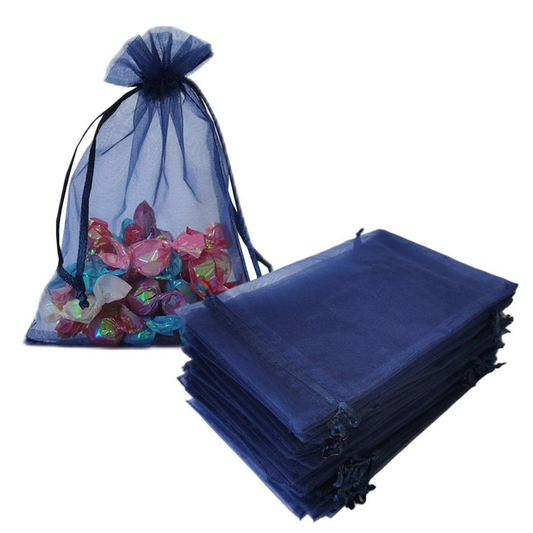 5x7 Navy Blue Organza Bags