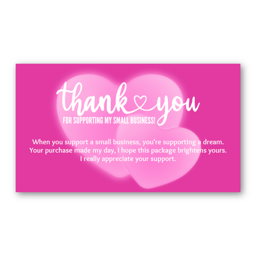 Pink Hearts Thank You Cards