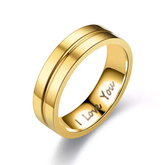 I Love You Gold Stainless Steel Ring Band