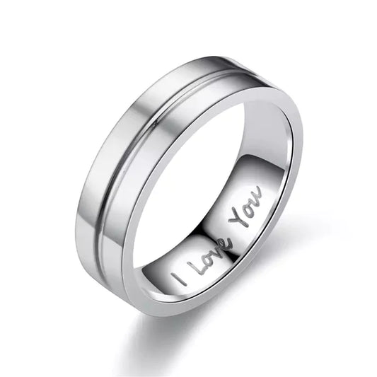 I Love You Silver Stainless Steel Ring Band