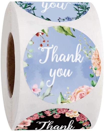 50pcs 1" Floral Vine Thank You Stickers