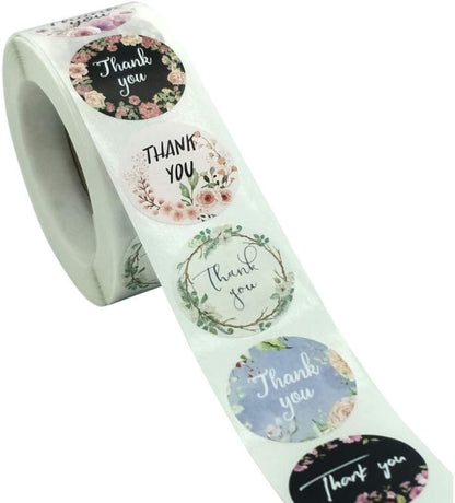 50pcs 1" Floral Vine Thank You Stickers