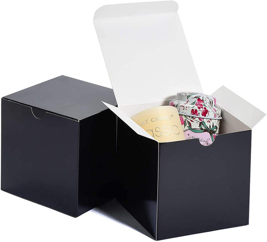 5pcs 4x4x4 Cardboard Gift Boxes with Lid (Black)