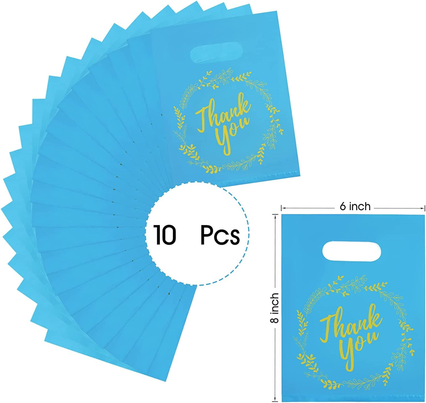 6x8 Blue Thank You Merchandise Bags - 10pcs