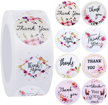 50pcs 1" Thank You Stickers