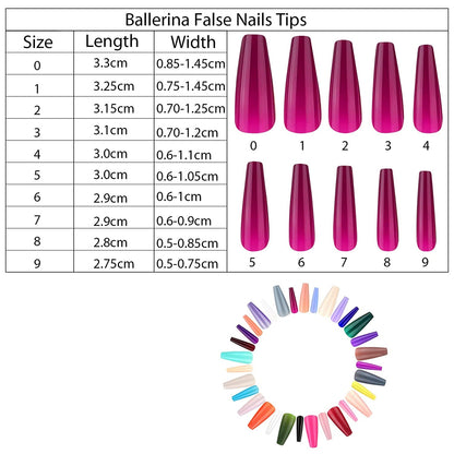 Press On Nails (Long Coffin - 20pcs Per Set)