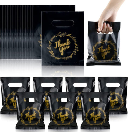 6x8 Black Thank You Merchandise Bags - 10pcs