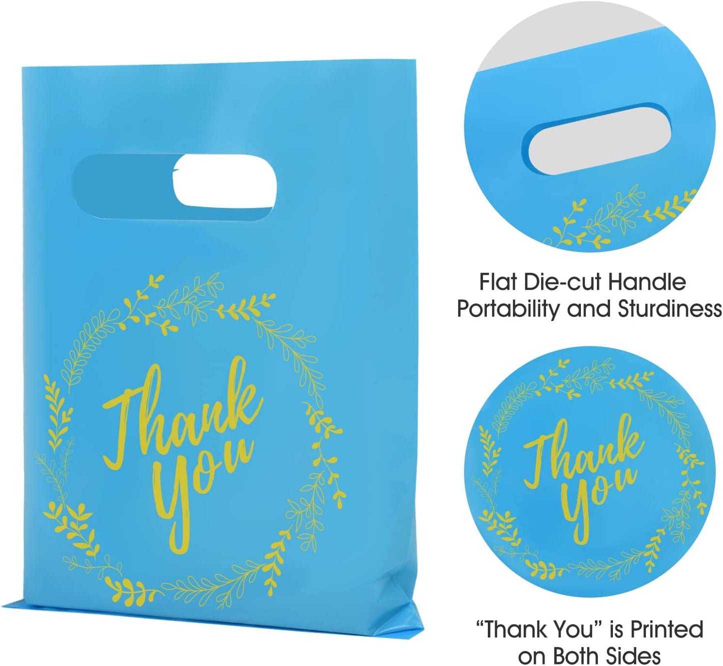 6x8 Blue Thank You Merchandise Bags - 10pcs