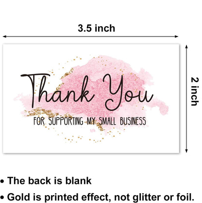 Thank You Cards with Gold & Pink Watermark