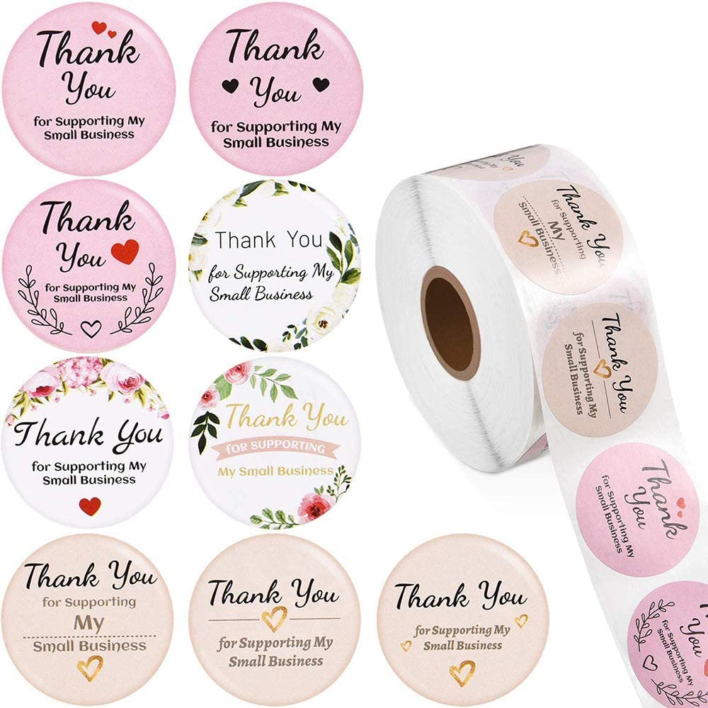 50pcs 1.5" Floral Thank You Stickers