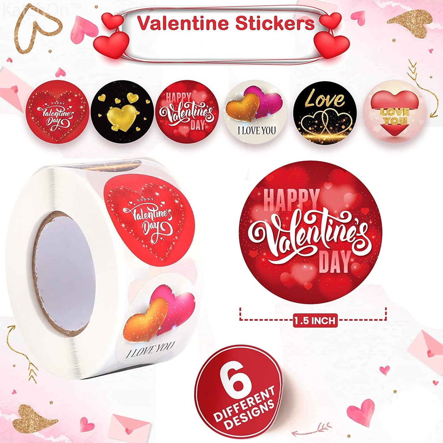 1.5" Valentine's Day Stickers