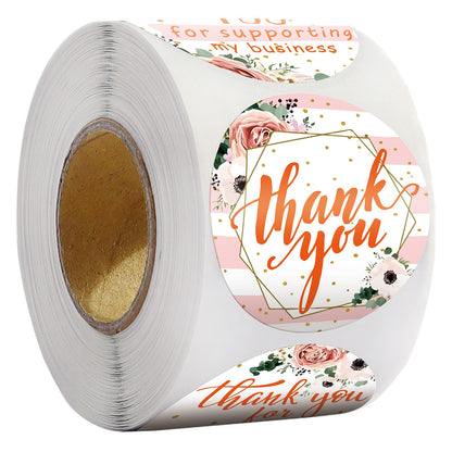 50pcs 1.5" Floral Thank You Stickers