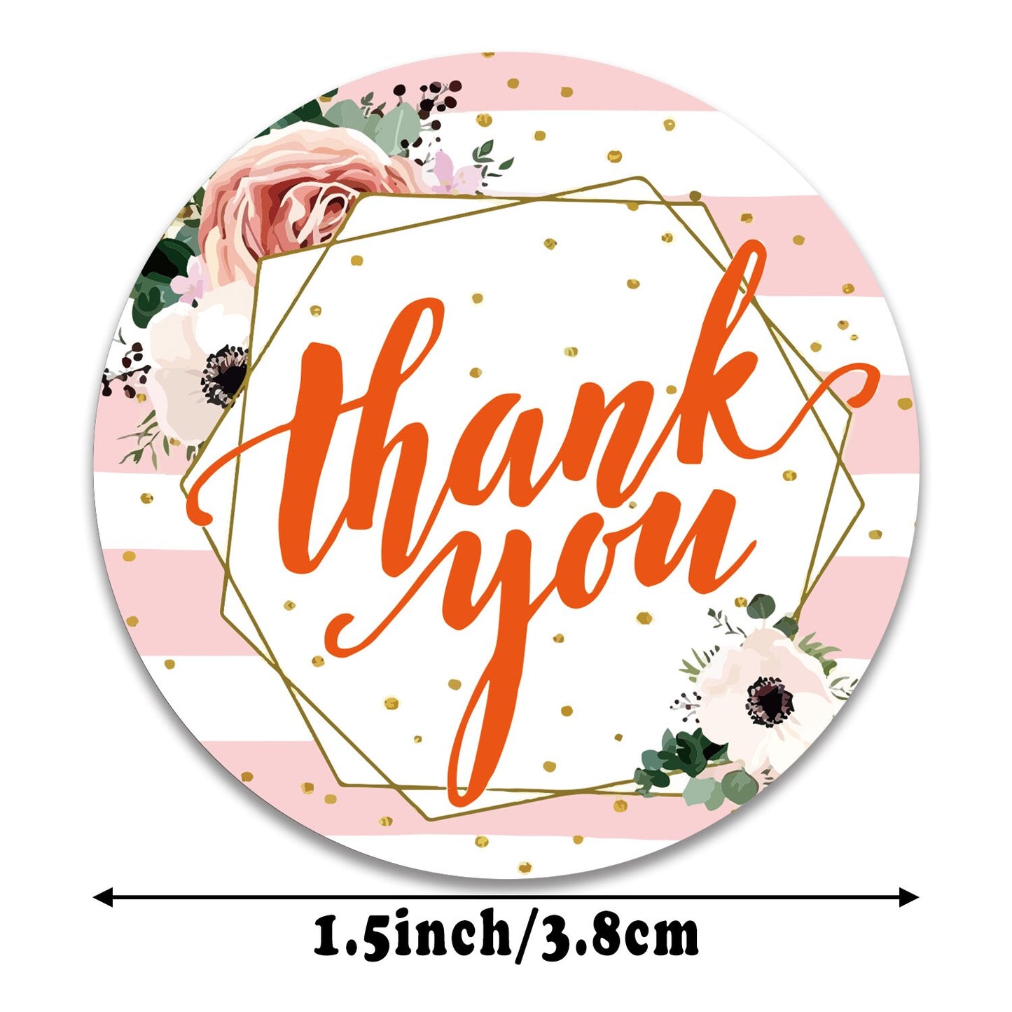 50pcs 1.5" Floral Thank You Stickers