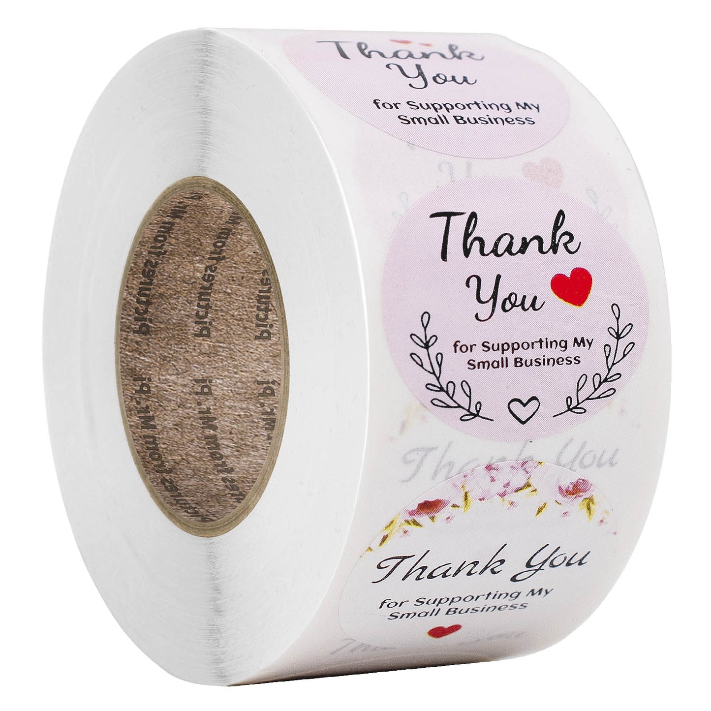 50pcs 1" Pink Floral Thank You Stickers