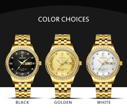 CHENXI Luxury White-Golden Stainless Steel Watch for Men