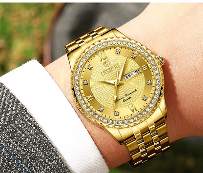 CHENXI Luxury Golden Stainless Steel Watch for Men