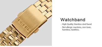 CHENXI Luxury Golden Stainless Steel Watch for Men