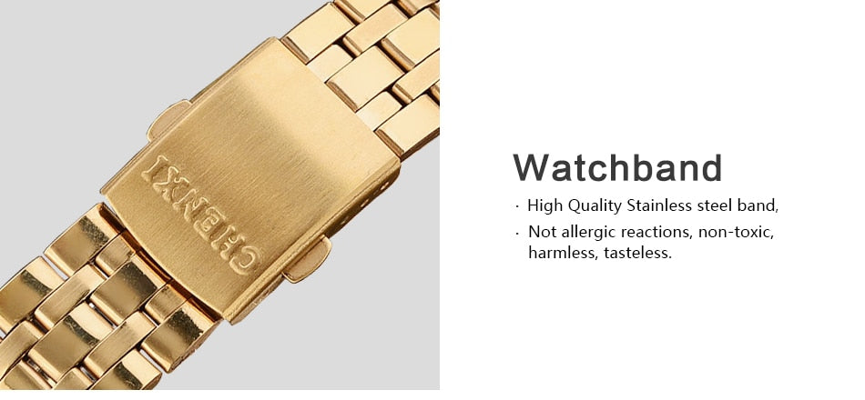 CHENXI Luxury Black-Golden Stainless Steel Watch for Men