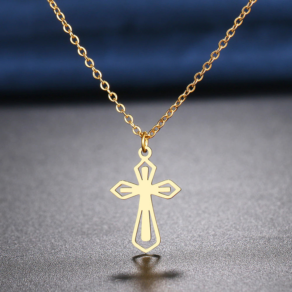 Hollow Cross Stainless Steel Necklace