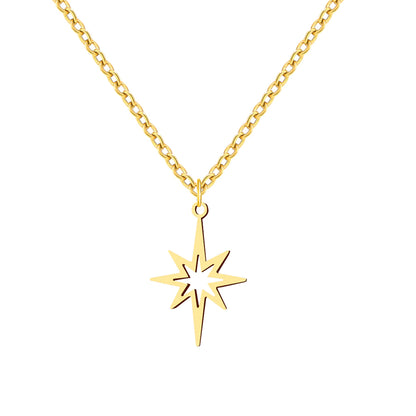 Hollow North Star Stainless Steel Necklace