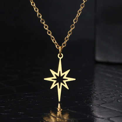 Hollow North Star Stainless Steel Necklace