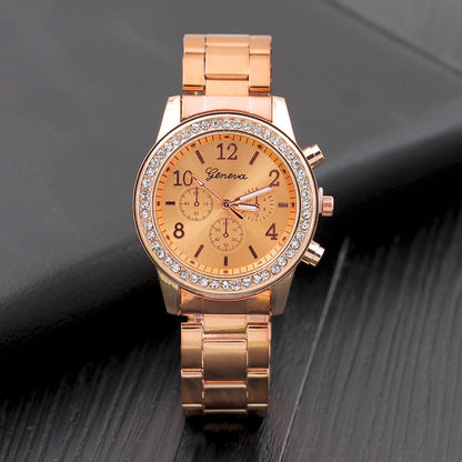 Geneva Luxury Stainless Steel Watch for Women