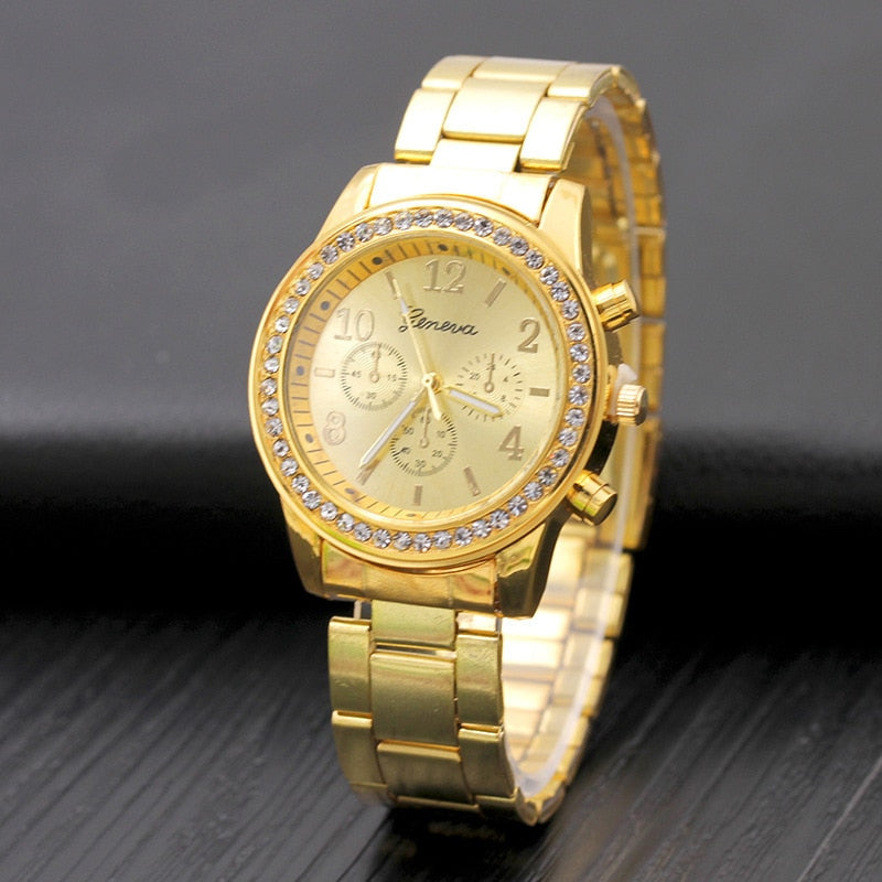 Geneva Luxury Stainless Steel Watch for Women