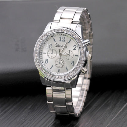 Geneva Luxury Stainless Steel Watch for Women