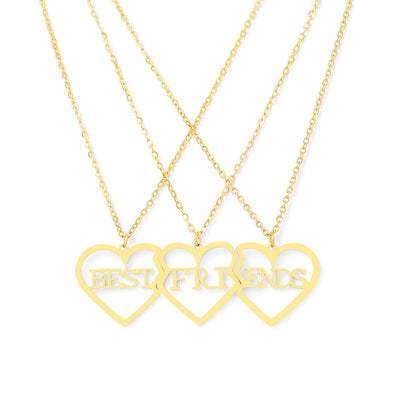 Triple Heart Best Friends Stainless Steel Necklace Set